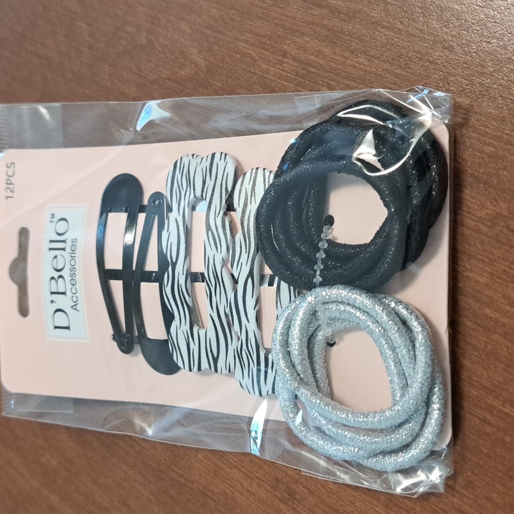 Kids Hair Clip and Band Set - Black and Silver_ BUNDLE ONLY